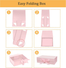 DaiUni 10.5"X7.5"X3.1" Pink Magnetic Gift Box with Lid and Ribbon for Presents