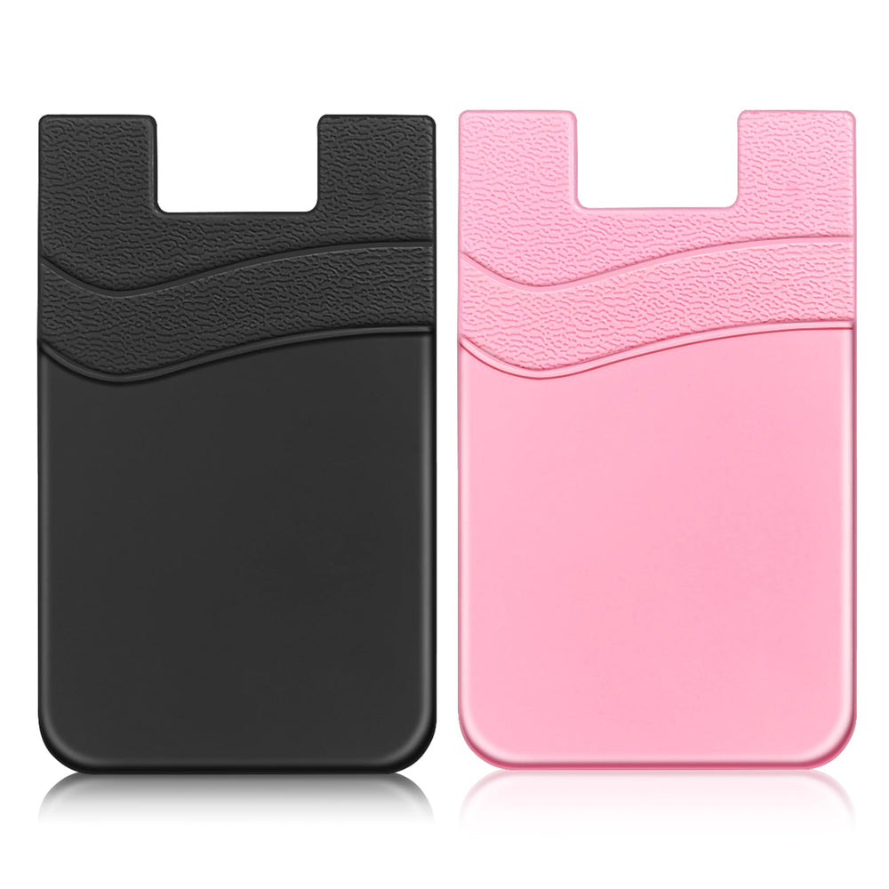 SS Card Holder for Back of Phone, Cell Phone Wallet Stick-on Credit Card Sleeve Pocket Silicone Pouch Compatible for iPhone, Samsung Galaxy and Most SamrtPhones 4 Pack