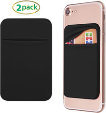 OBVIS Cell Phone Pocket Self Adhesive Card Holder Stick On Wallet Sleeve with Adhesive ID Credit Card ATM Card Holder for iPhone Android 2 PACK BLACK
