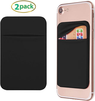 OBVIS Cell Phone Pocket Self Adhesive Card Holder Stick On Wallet Sleeve with Adhesive ID Credit Card ATM Card Holder for iPhone Android 2 PACK BLACK