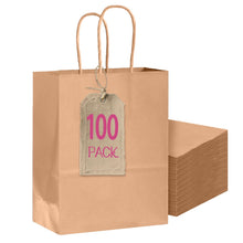 Bakepacker 100-Pack Wide Large Size Paper Bags With Handles Bulk 12.6"x4.3"x10" Black Party Kraft Shopping Bags