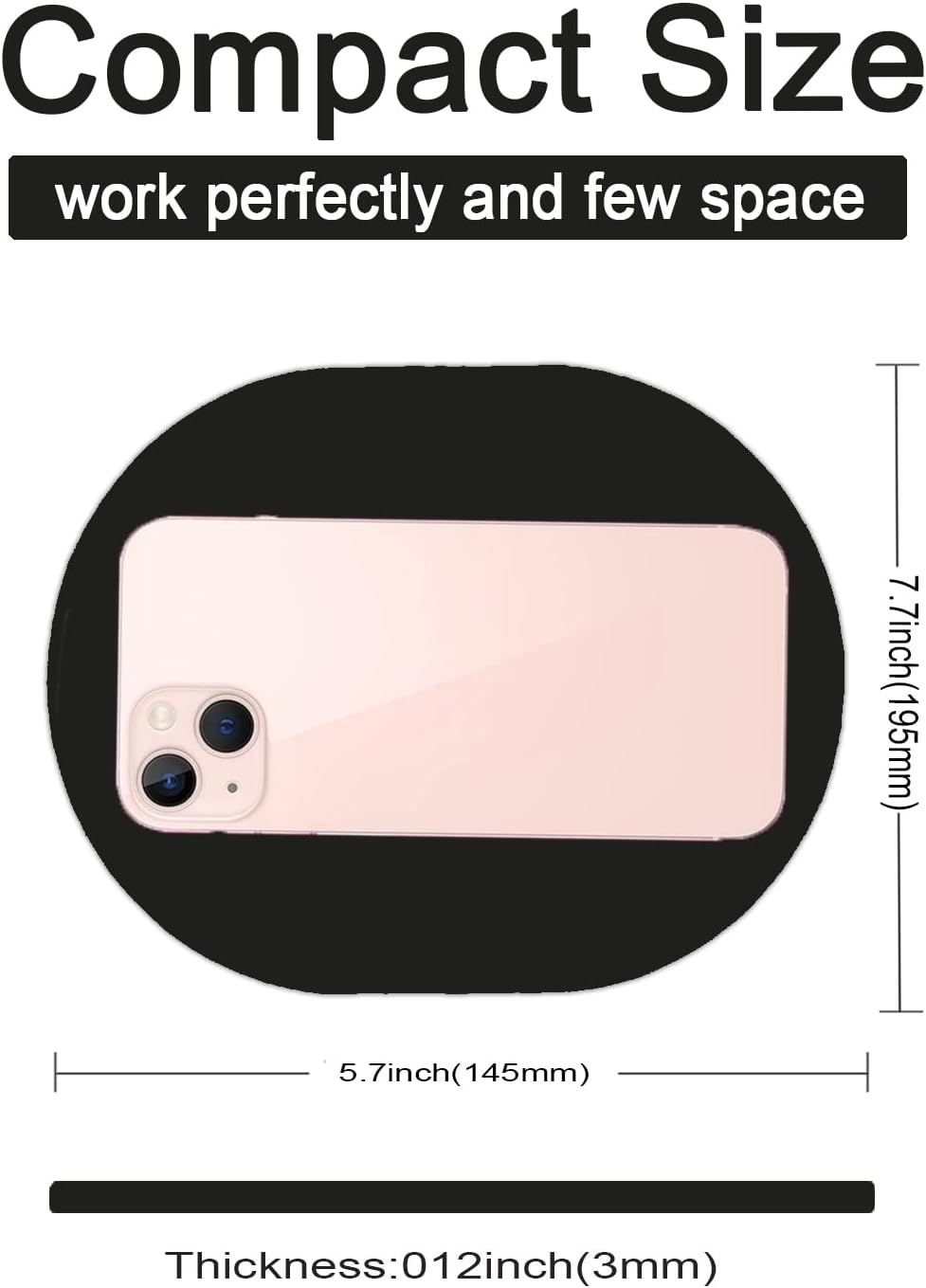 Small Mouse pad, Portable, Waterproof Non-Slip Rubber Bottom, Suitable for Wireless Mouse, Laptop Keyboard Tray for Both Men and Women, Office Travel Black 5.5x7.5in