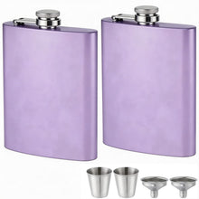 ROMORC 2 Pack Hip Flasks for Liquor Matte Black 8 Oz Stainless Steel Leak-proof Thin Flasks with 2pcs Funnels and Cups for Wedding Party, Groomsman, Bridesmaid, Gift (Black)