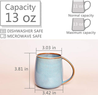 Bosmarlin Matte Ceramic Coffee Mug, Tea Cup for Office and Home, 13 oz, Dishwasher and Microwave Safe, 1 Pack (Lake Blue(Glossy))