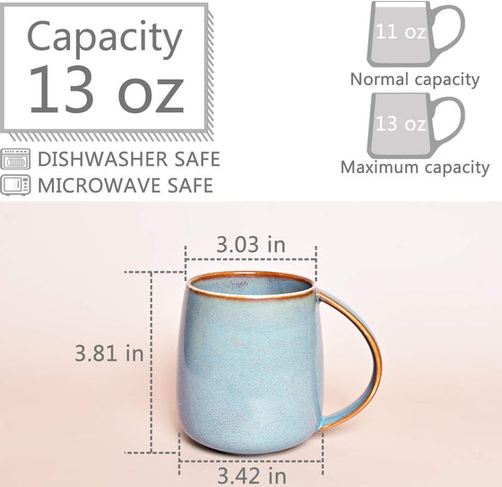 Bosmarlin Matte Ceramic Coffee Mug, Tea Cup for Office and Home, 13 oz, Dishwasher and Microwave Safe, 1 Pack (Lake Blue(Glossy)) - hover image