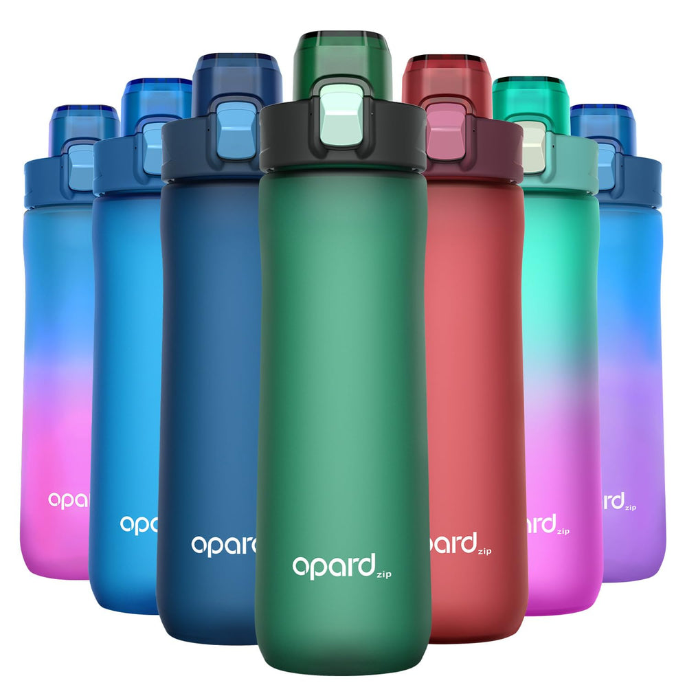 Opard Zip 20oz Plastic Water Bottle Dishwasher Safe, Leakproof Flip-Top Lid, BPA Free Tritan, Wide Mouth Reusable Kids Water Bottle for School Hiking Commuting Outdoor Travel and Gym