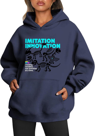 Womens 2025 Oversized Hoodie Graphic Pullover Sweatshirt Fall Winter Long Sleeve Warm Casual Top with Kangaroo Pocket