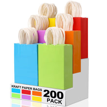XPCARE 32Pcs Paper Gift Bags, 5.25x3.25x8.25'' Kraft Paper Party Favor Bags Bulk Rainbow Goodie Bags Small Gift Bags with Handles for Kids Birthday Baby Shower Crafts Wedding Party Supplies (6 Colors)