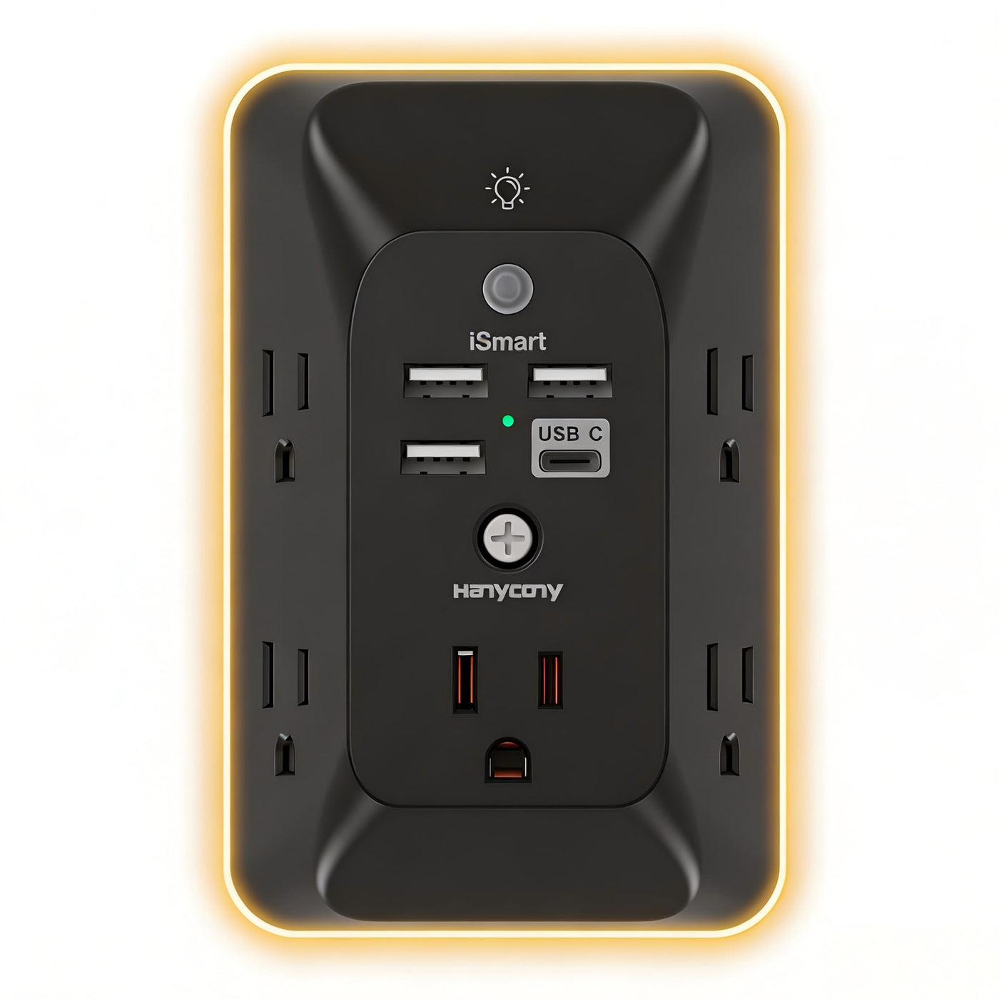 Outlet Extender with Night Light, HANYCONY Multi Plug Outlet, USB Wall Charger Surge Protector 4 USB Ports(1 USB C), Power Strip Electrical Outlet Splitter Expander for Home Office Dorm Room, ETL