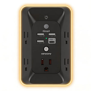 Outlet Extender with Night Light, HANYCONY Multi Plug Outlet, USB Wall Charger Surge Protector 4 USB Ports(1 USB C), Power Strip Electrical Outlet Splitter Expander for Home Office Dorm Room, ETL