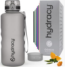 Hydracy Water Bottle with Time Marker -Large BPA Free Water Bottle & No Sweat Sleeve -Leak Proof Gym Bottle with Times to Drink - Ideal for Fitness Sports & Outdoors