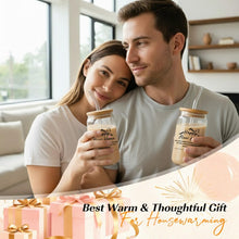 wtisan Housewarming Gifts for New Home - Sweet Home Aesthetic Can Shaped Glass Cup, 16oz Iced Coffee Tumbler - House Warming Gift Ideas with Lid, Straw & Card for Couple, New Homeowner