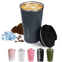 SPLMIFA Travel coffee mugs leak-proof, reusable coffee cups with lids, stainless steel vacuum insulated coffee tumblers, thermal insulation cups for men & women keep drinks hot & cold(2nd-Black, 12OZ)