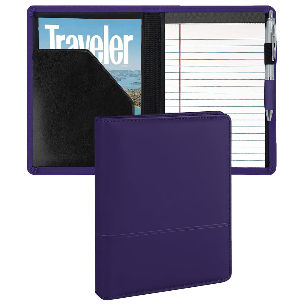Padfolio/Portfolio Binder, Mini Padfolio Portfolio Binder 5 x 8 Legal Writing Pad, A5 Document Organizer Folder for Men Women,Silver