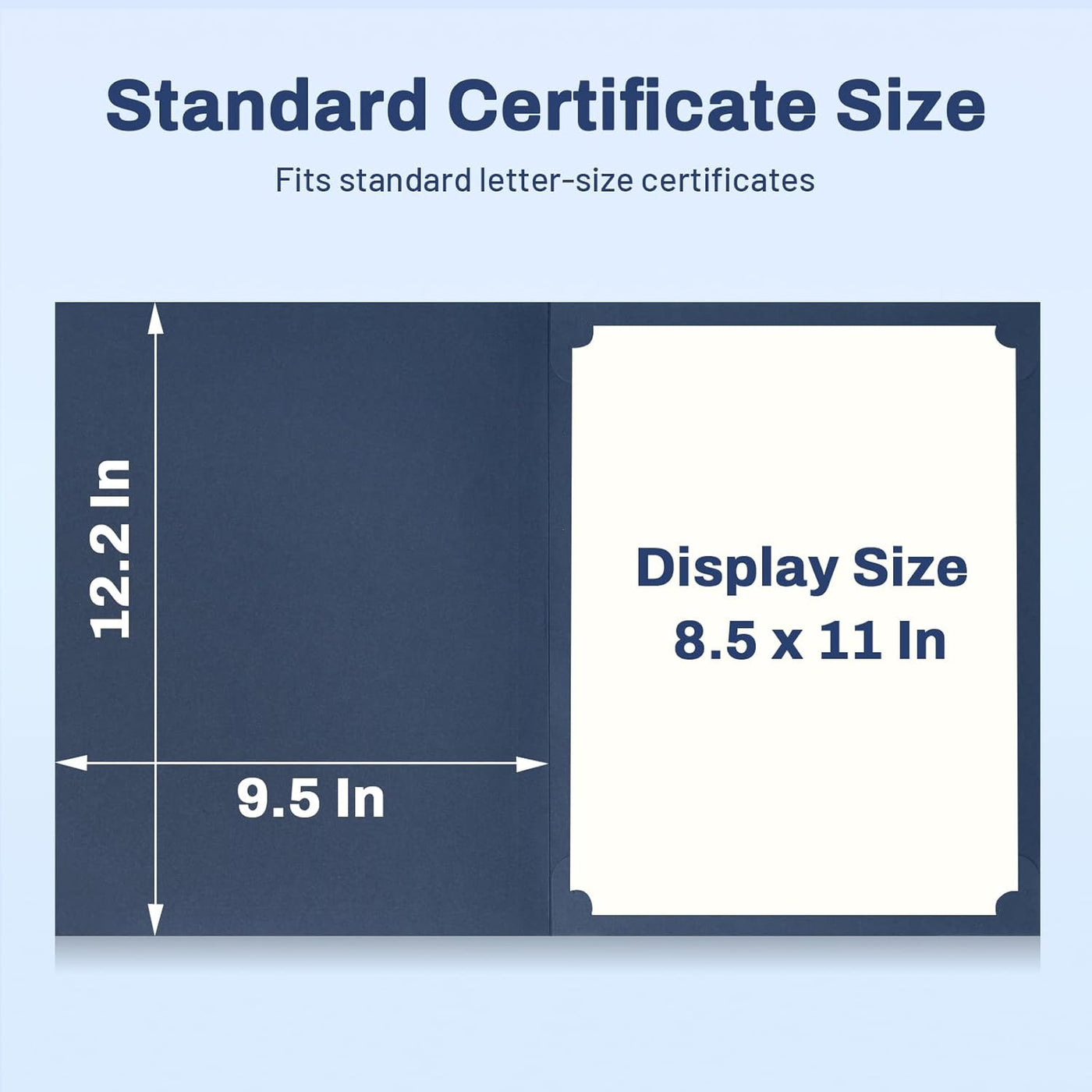 SUNEE 10 Packs Navy Blue Certificate Holders, 250gsm, for 8.5x11 Award Certificates, Certificate Covers with Gold Foil Border