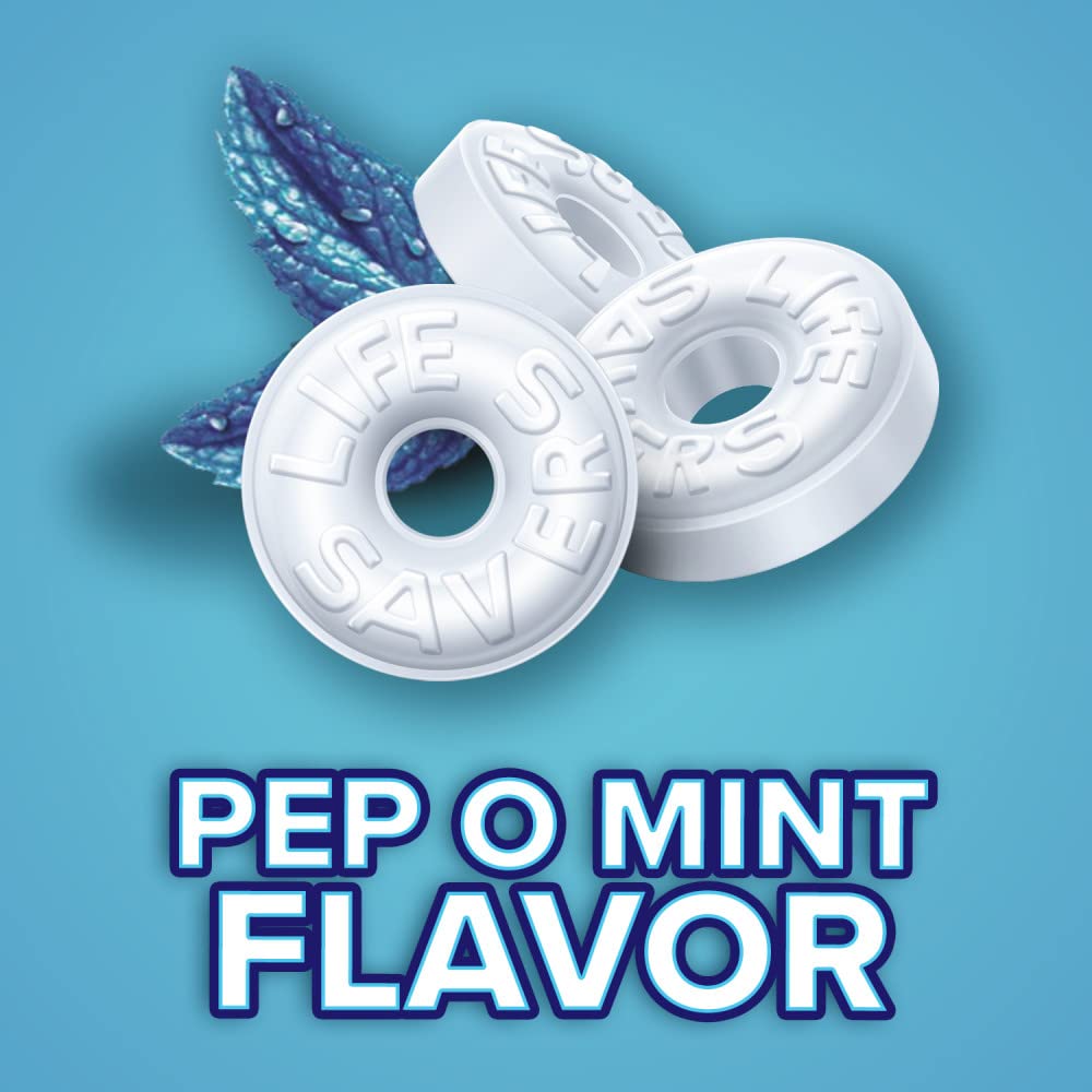 LIFE SAVERS Pep-O-Mint Peppermint Hard Candy Individually Wrapped, Party Size Bulk Hard Candy, 2.8 LB Bag