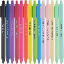 14 Pack Inspirational Pens with Motivational Quotes | Vibrant Colors Black Ink Pens | Uplifting Stationery for Teachers, Students, Office & Classroom Supplies