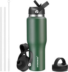 HYDROWION 32oz Stainless Steel Water Bottle(Cold for 48 Hrs, Hot for 24 Hrs), Double Wall Vacuum Insulated Water Flask with Straw Lid, Spout Lid and Flex Cap, Fit in Any Car Cup Holder, Cobalt