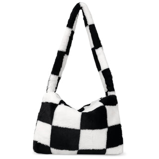Fuzzy Tote Bag Y2K Fluffy Shoulder Bag Women Furry Purse Large Cute Plush Bag Ladies Faux Fur Bag for Autumn and Winter