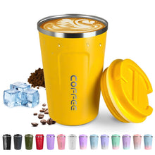 SPLMIFA Travel coffee mugs leak-proof, reusable coffee cups with lids, stainless steel vacuum insulated coffee tumblers, thermal insulation cups for men & women keep drinks hot & cold(2nd-Black, 12OZ)