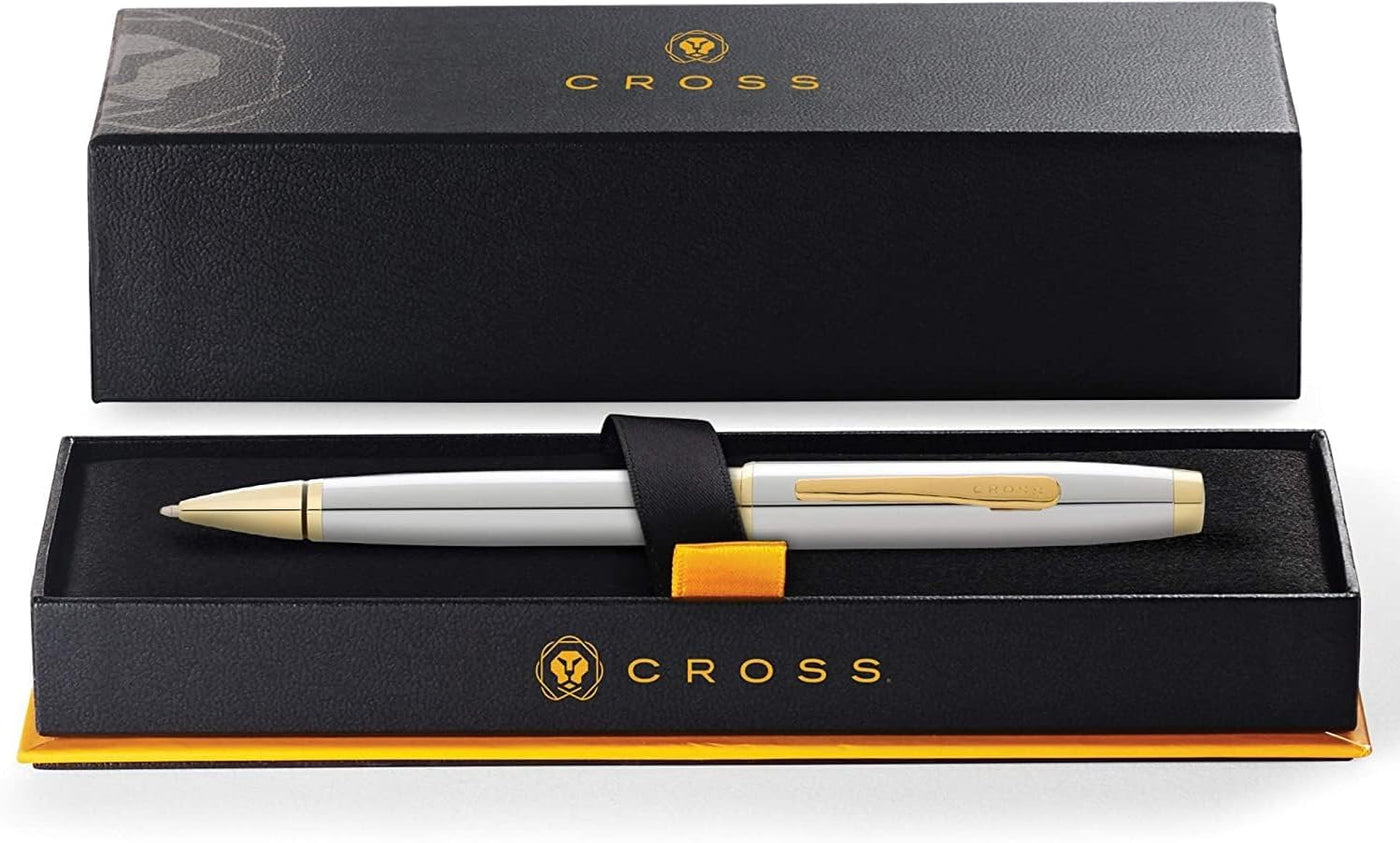 Cross Coventry Polished Chrome with Gold-Tone Ballpoint Pen - Refillable Pen for Smooth Writing - Professional, Elegant Accessory - Black Ink - Long-Lasting Use - Desk Essential - Gift-Ready