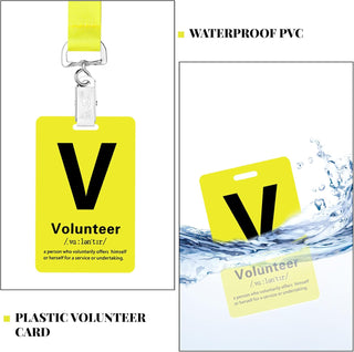 Fulmoon 50 Sets Volunteer Lanyards Bulk Breakaway Volunteer Lanyards and Badges with Clips for Event Fundraising Donation Activities