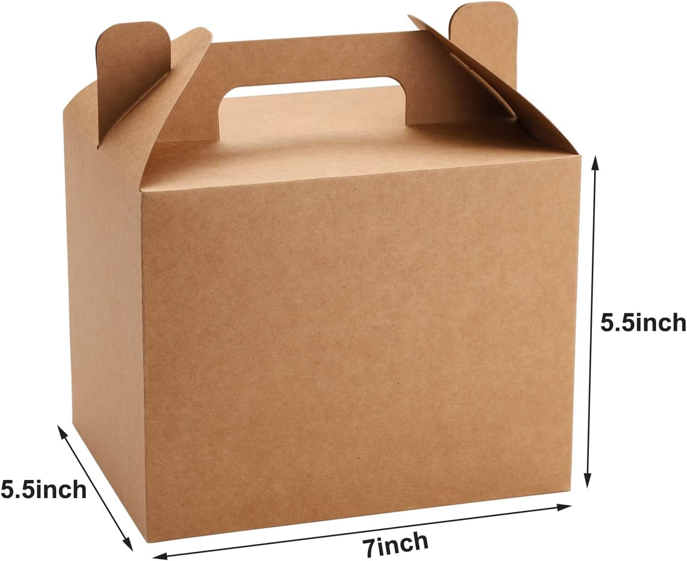 12 Pack Brown Treat Boxes, Kraft Paper Party Favor Boxes Gable Boxes Gift Boxes for Kids' Birthday Party, Wedding, Baby Shower, with Tag 7 x 5.5 x 5.5 Inches