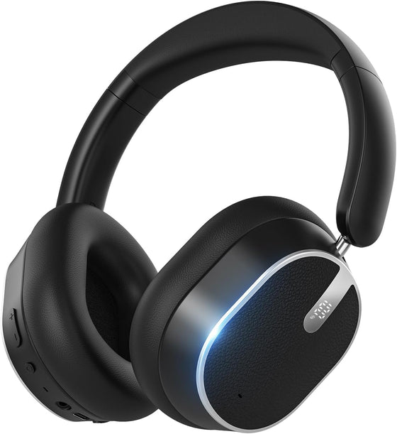 Hybrid Active Noise Cancelling Bluetooth Headphones, Over Ear Wireless Headphones with 120H Playtime, Hi-Res Audio, Deep Bass, Memory Foam Ear Cups for Home Office Travel