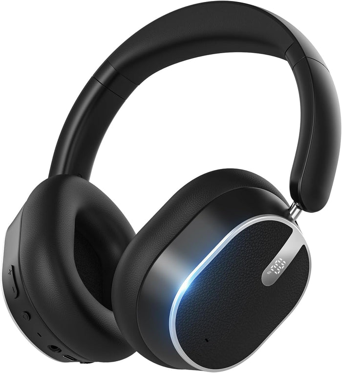 Hybrid Active Noise Cancelling Bluetooth Headphones, Over Ear Wireless Headphones with 120H Playtime, Hi-Res Audio, Deep Bass, Memory Foam Ear Cups for Home Office Travel