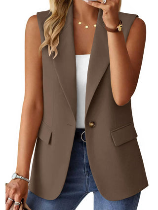Mina Self 2026 Summer Women's Sleeveless Vest Tops - Lightweight Breathable Lined Trendy Casual Work Office Blazer - Pockets