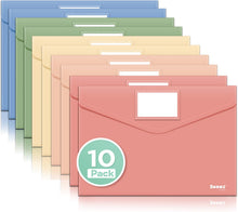 Sooez 10Pack Plastic Envelopes, Plastic File Folders, Clear Folders for Documents Trendy Colors, Super Heavyweight Document Holders, Storage Pouches, File Envelopes for School Office Supplies