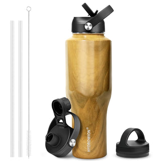HYDROWION 32oz Stainless Steel Water Bottle(Cold for 48 Hrs, Hot for 24 Hrs), Double Wall Vacuum Insulated Water Flask with Straw Lid, Spout Lid and Flex Cap, Fit in Any Car Cup Holder, Cobalt