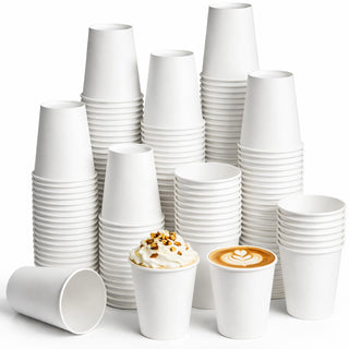 Paper Coffee Cups 12 oz, 100 Pack White Disposable Cups for Hot & Cold Beverages, Sturdy with Leak-Resistant Lining, Ideal for Home, Small Office, Party and Travel