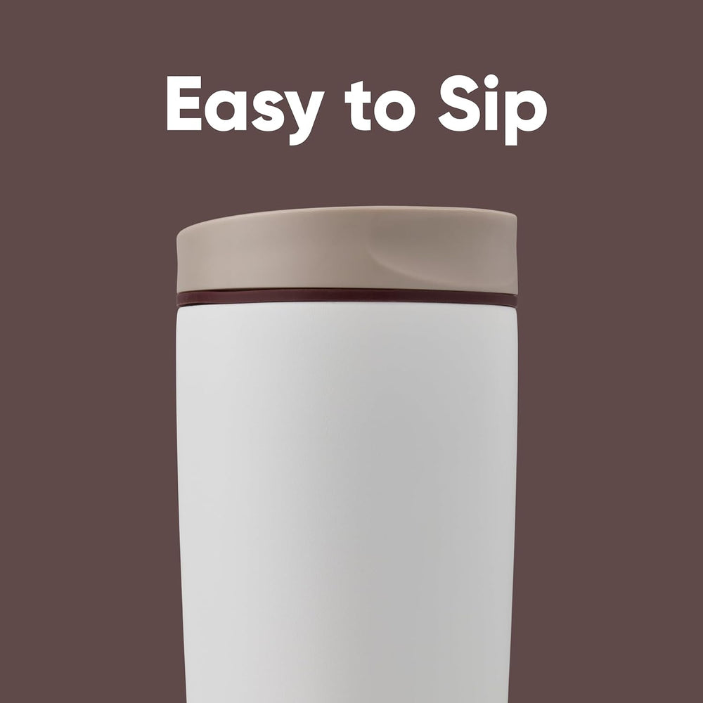 Owala SmoothSip Slider Insulated Stainless Steel Coffee Tumbler, Reusable Iced Coffee Cup, Hot Coffee Travel Mug, BPA Free 20 oz, Vanilla Bean