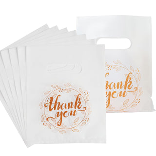 Wishop 100 Pieces Pink Thank You Merchandise Bags Party Gift Bags Candy Bags for Boutique, Retail, Gift Bags, Clothes, Party Favors (Pink/Gold, 6.3x7.9 Inches)