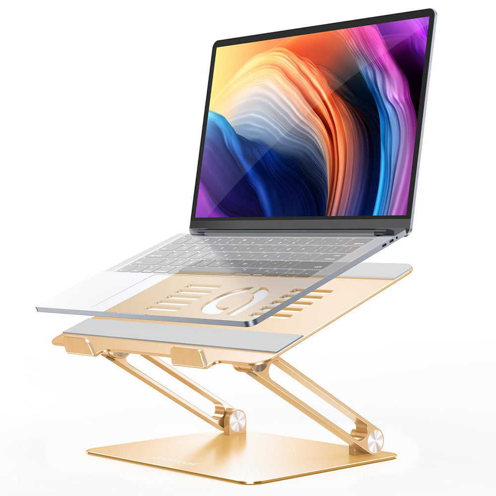 Lamicall Adjustable Laptop Stand, Portable Laptop Riser, Aluminum Laptop Stand for Desk Foldable, Ergonomic Computer Notebook Holder for MacBook Air Pro HP, Office Desk Accessories (10-17.3'')- Silver