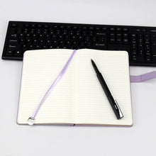 A5 Hard Cover Lined Notebook, Pen Holder & Gold Edges, 180° Lay Flat Journal, Large 5.7 x 8.4 in, Bookmark & Gift Box, Business Notebook for Work, Study, Travel(Light Purple)