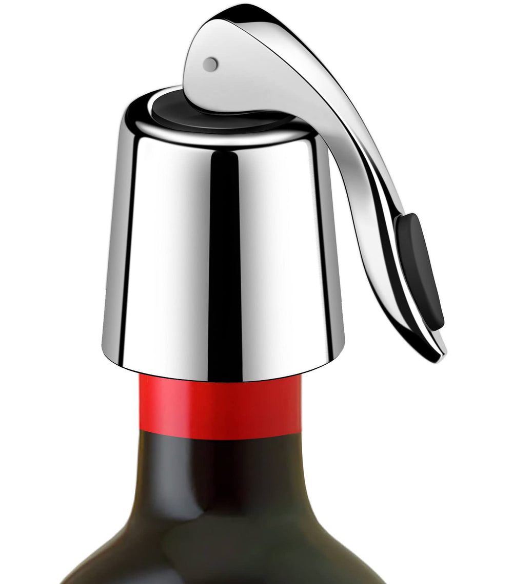 ERHIRY Wine Stoppers Set of 2 - Stainless Steel Wine Bottle Stopper with Silicone Seal, Reusable Beverage Preserver, Freshness Keeper, Premium Bottle Sealers, Ideal Wine Saver Accessory Gift Set