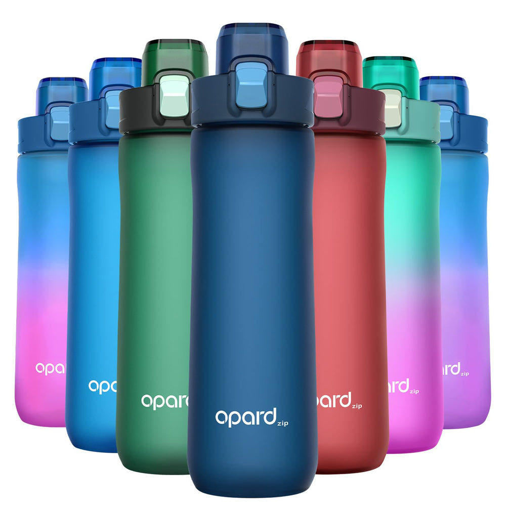 Opard Zip 20oz Plastic Water Bottle Dishwasher Safe, Leakproof Flip-Top Lid, BPA Free Tritan, Wide Mouth Reusable Kids Water Bottle for School Hiking Commuting Outdoor Travel and Gym