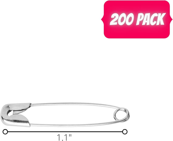 Mr. Pen- Safety Pins, 1.1 Inch, 200 Pack, Nickel Plated Steel, Rust Resistant, Bulk Small Safety Pins for Clothes, Crafts, Pinning, Sewing, Art - hover image