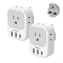 TESSAN 2 Pack European Travel Plug Adapter, Europe Power Converter 4 Outlets 3 USB(1 USB C PD 20W), Type C International Adaptor to Italy Spain France Portugal Iceland Germany, EU Travel Essentials