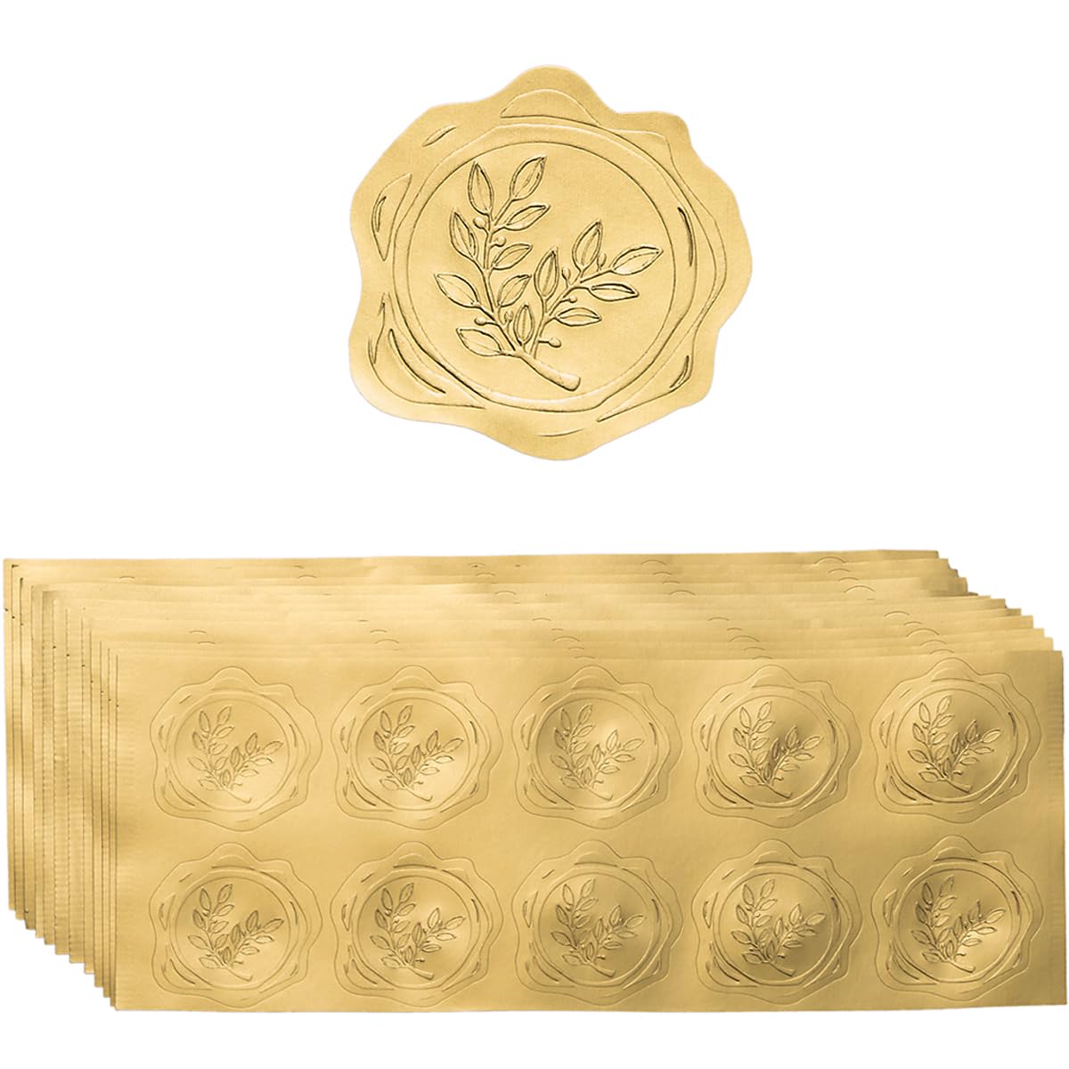 300 Pieces Embossed Gold Foil Stickers, Gold Heart-Love | For Envelopes, Wedding Invitations, Christmas Greeting Cards