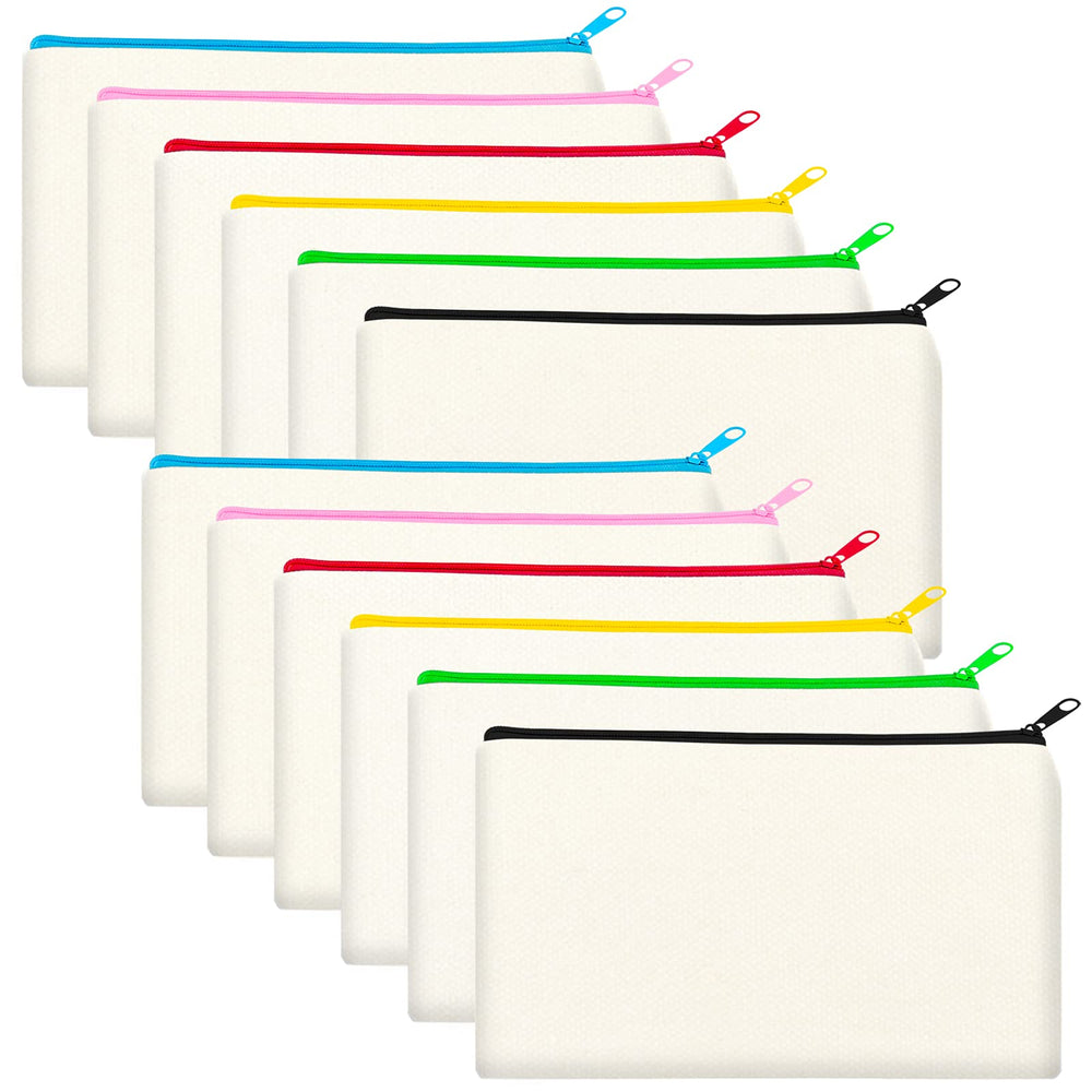 Legigo Blank Canvas Bag Zipper Pouch Makeup Bags Bulk - Multi-Purpose Canvas Pencil Pouch with Sturdy Zipper, Cosmetic Bag Travel Toiletry Bag for DIY Craft Projects, Storage (8.3 x 5 inches)