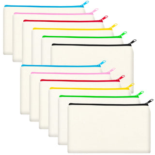 Legigo Blank Canvas Bag Zipper Pouch Makeup Bags Bulk - Multi-Purpose Canvas Pencil Pouch with Sturdy Zipper, Cosmetic Bag Travel Toiletry Bag for DIY Craft Projects, Storage (8.3 x 5 inches)