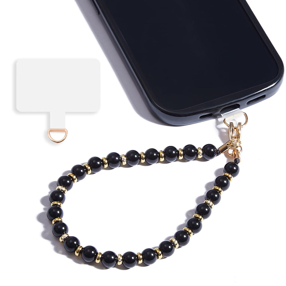 Marble Beaded Phone Wrist Strap,Detachable Phone Bracelet Strap with Tether Tab,Hands-Free Wristlet Strap (Rose Quartz)
