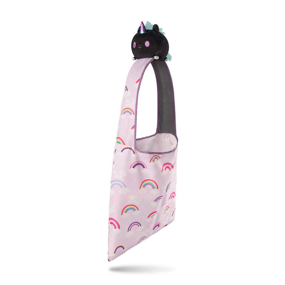 TeeTurtle - Plushie Tote Bag - Blue + Rainbow Axolotl - From the creators of the Original Reversible Octopus Plushie - Take Your Plush Pal Wherever You Go!