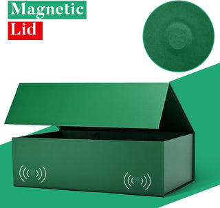 LIFELUM Green Gift Box for Presents 1 Pack 13.85 x 8.35 x 4.45 inch Big Decorative Large Gift Box for Clothes with Magnetic Lids Luxury Accessories Card, Ribbon, Filler,Sticker