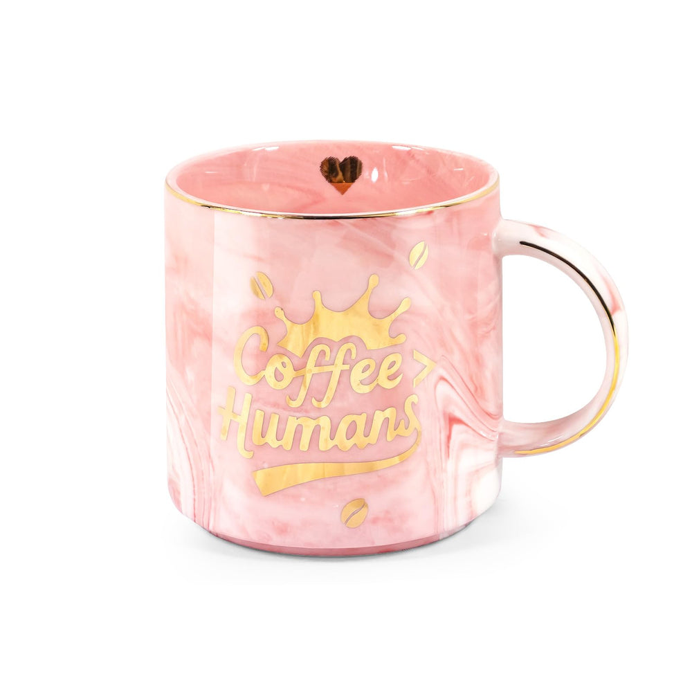 "Coffee＞Human" Ceramic coffee Mug - Funny Novelty Gift for Moms, Friends, Teachers & Coworkers - 13oz Adorable Pink Cup for Birthdays, Holidays & Daily Use - Cute for Women, Teens & Coffee Lovers