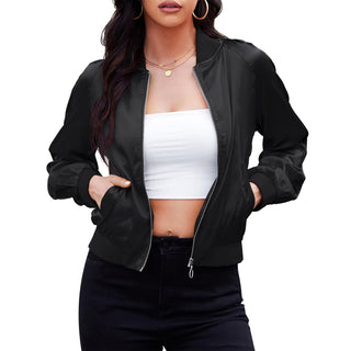 Zando Bomber Jacket Women 2025 - Lightweight Cropped Jacket Zip Up Casual Striped Women Jackets Trendy Outerwear with Pockets