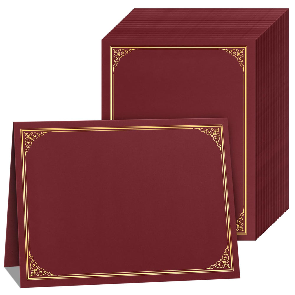 SUNEE 10 Packs Navy Blue Certificate Holders, 250gsm, for 8.5x11 Award Certificates, Certificate Covers with Gold Foil Border